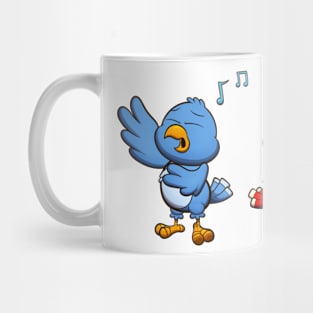 False Singing Blue Bird With Red Bird Mug